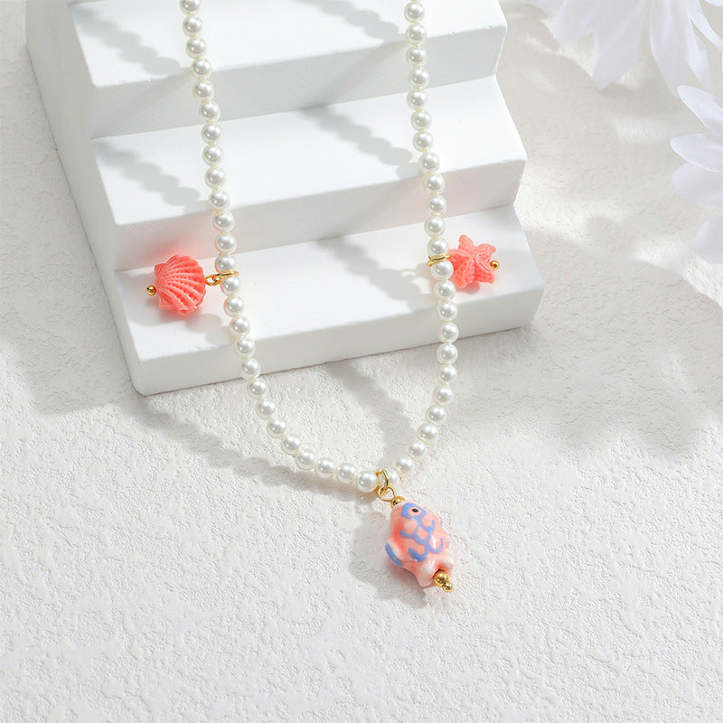 Ceramic Charm Beaded Necklace