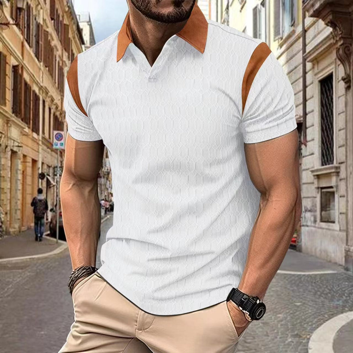 Men's Waffle-Knit Polo Shirt