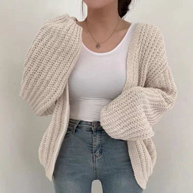Women's Balloon-Sleeve Knit Cardigan