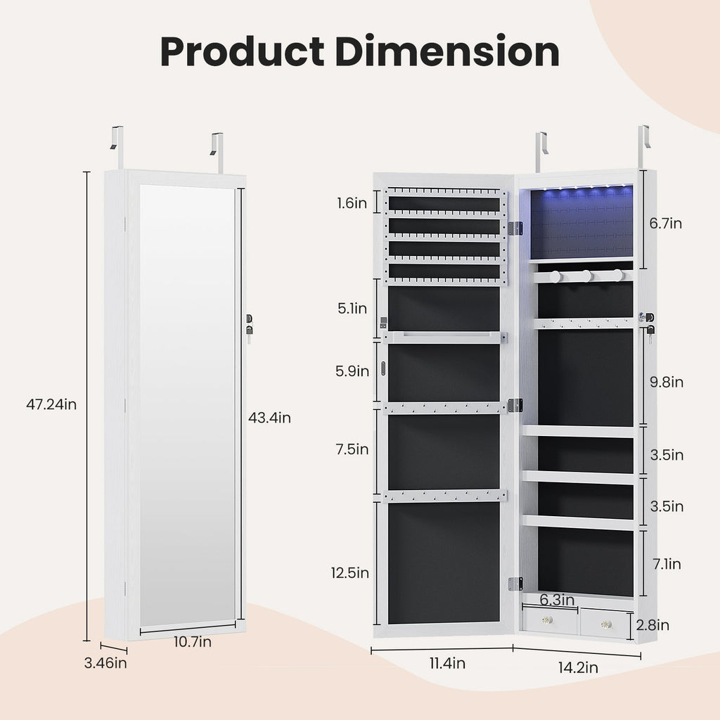 Lockable Mirror Jewelry Armoire