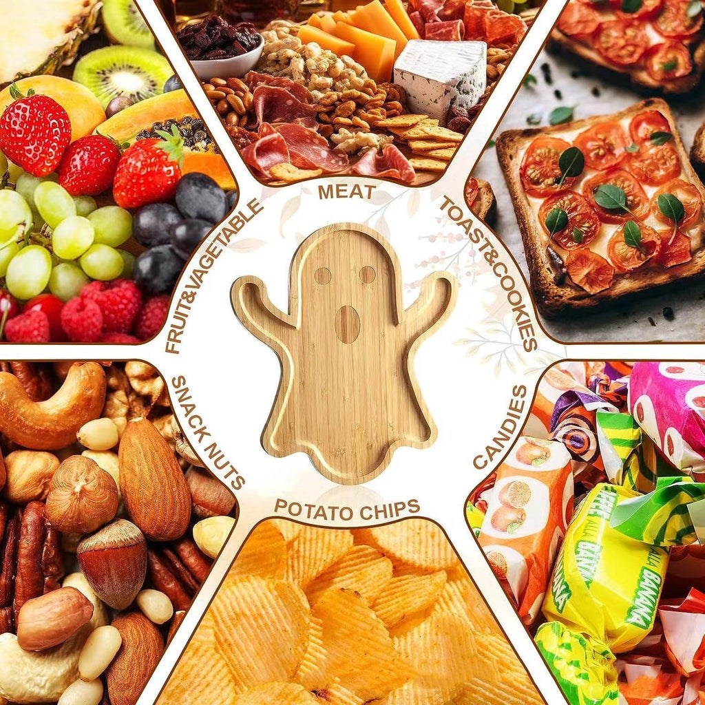 Ghost-Shaped Wooden Serving Tray