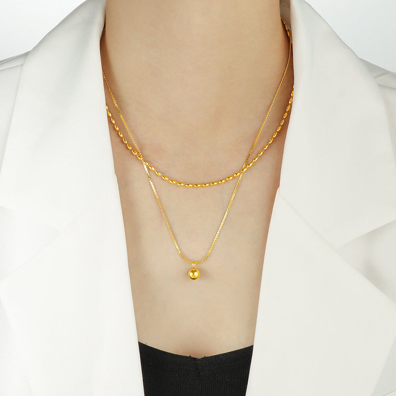 Double-Layer Golden Bead Necklace