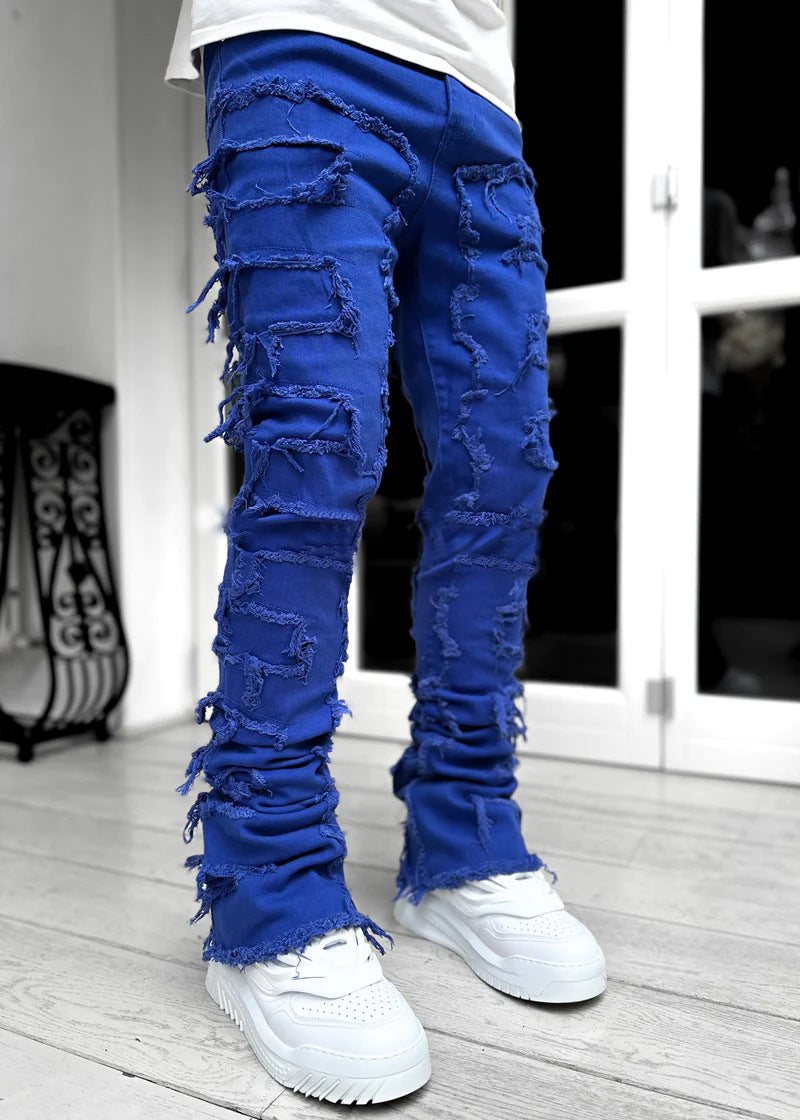 Men's Distressed Stacked Jeans
