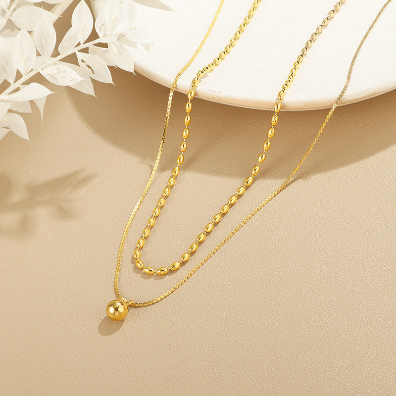 Double-Layer Golden Bead Necklace