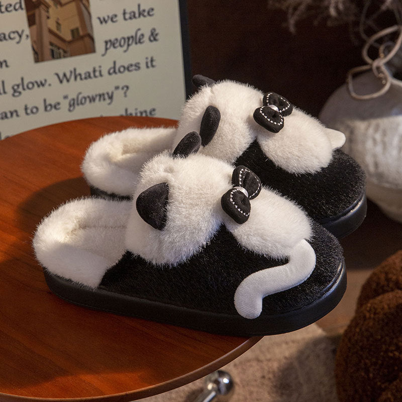 Fluffy Cat Platform Slippers