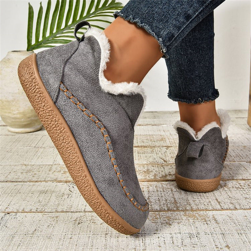 Plush-Lined Suede Ankle Snow Boots