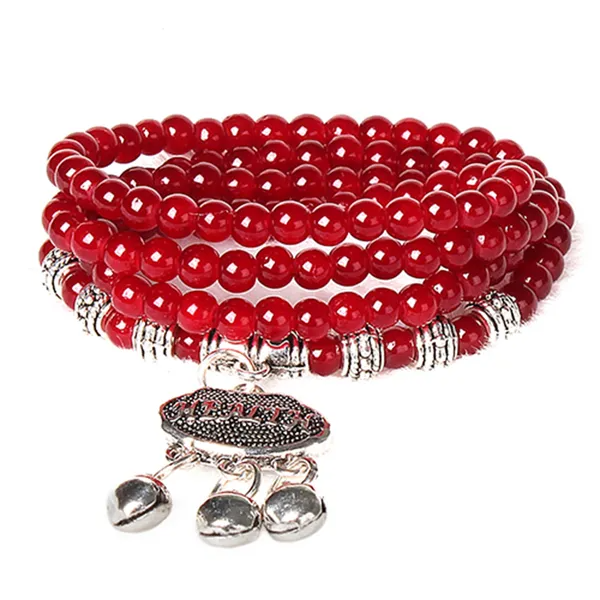 Red Agate Beaded Bracelet