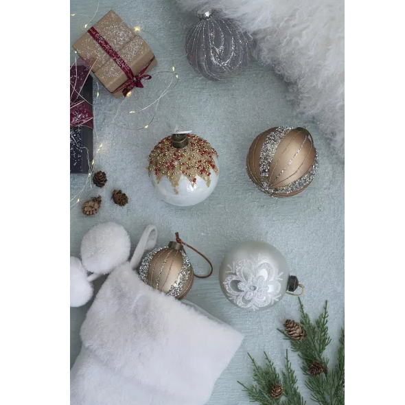 Glass Christmas Ball Ornaments (Set of 6)