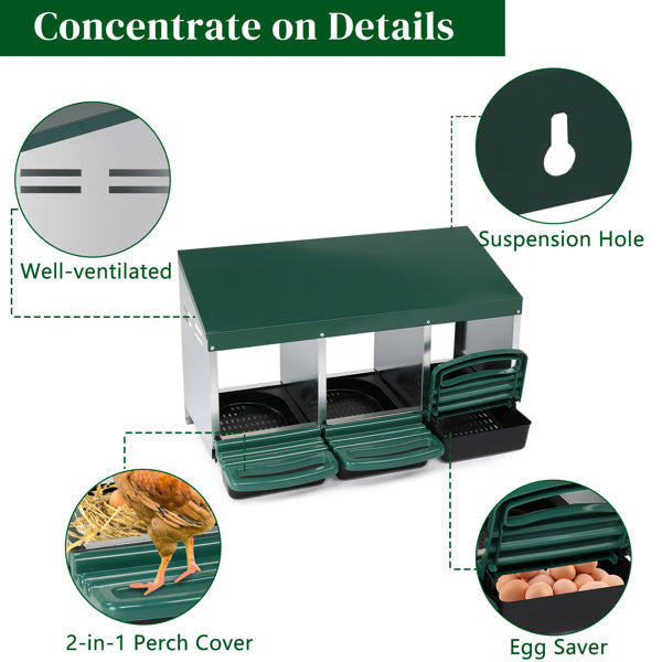 3-Compartment Chicken Nesting Box