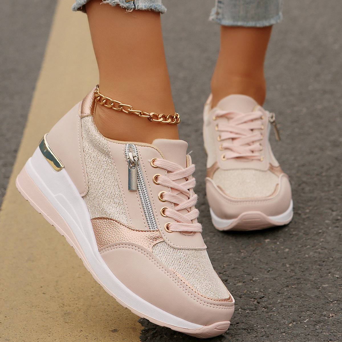 Metallic Platform Sneakers