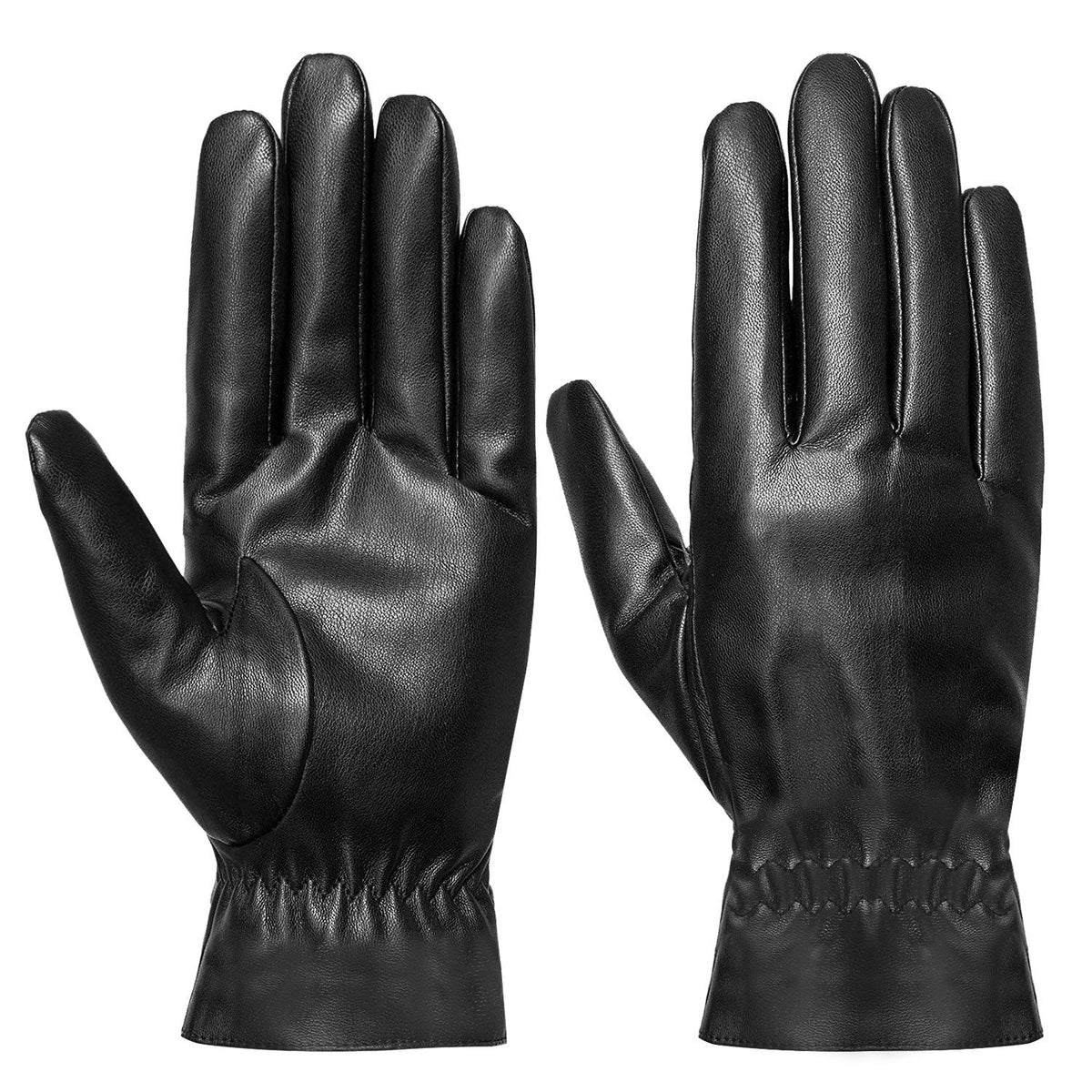 Faux Leather Winter Gloves