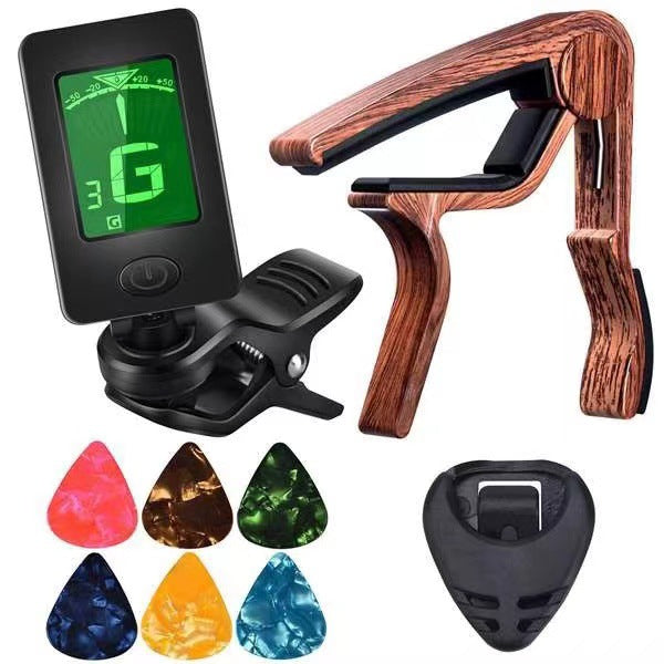 Wooden Guitar Capo with Picks