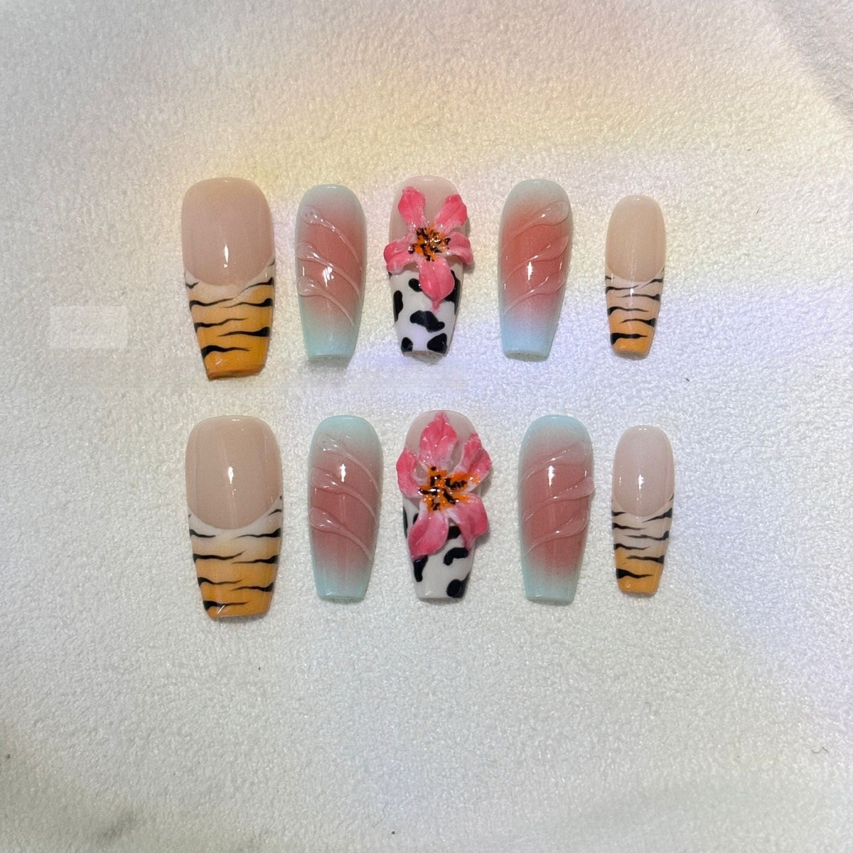 Zebra Lily Press-On Nails