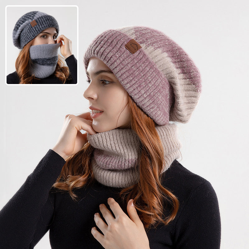 Knit Hat & Scarf Set with Earflaps