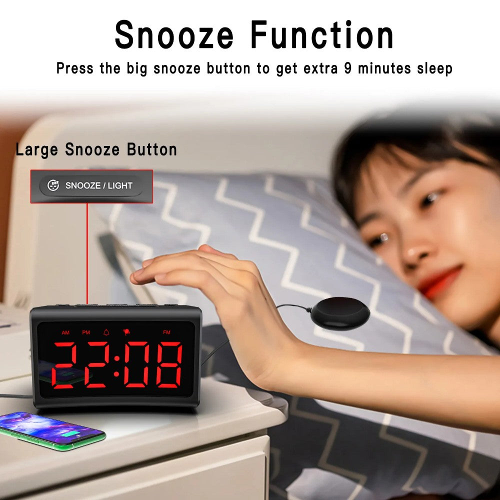 Large LED Alarm Clock with FM Radio
