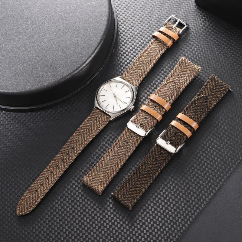 Vintage Tweed Leather Watch Strap