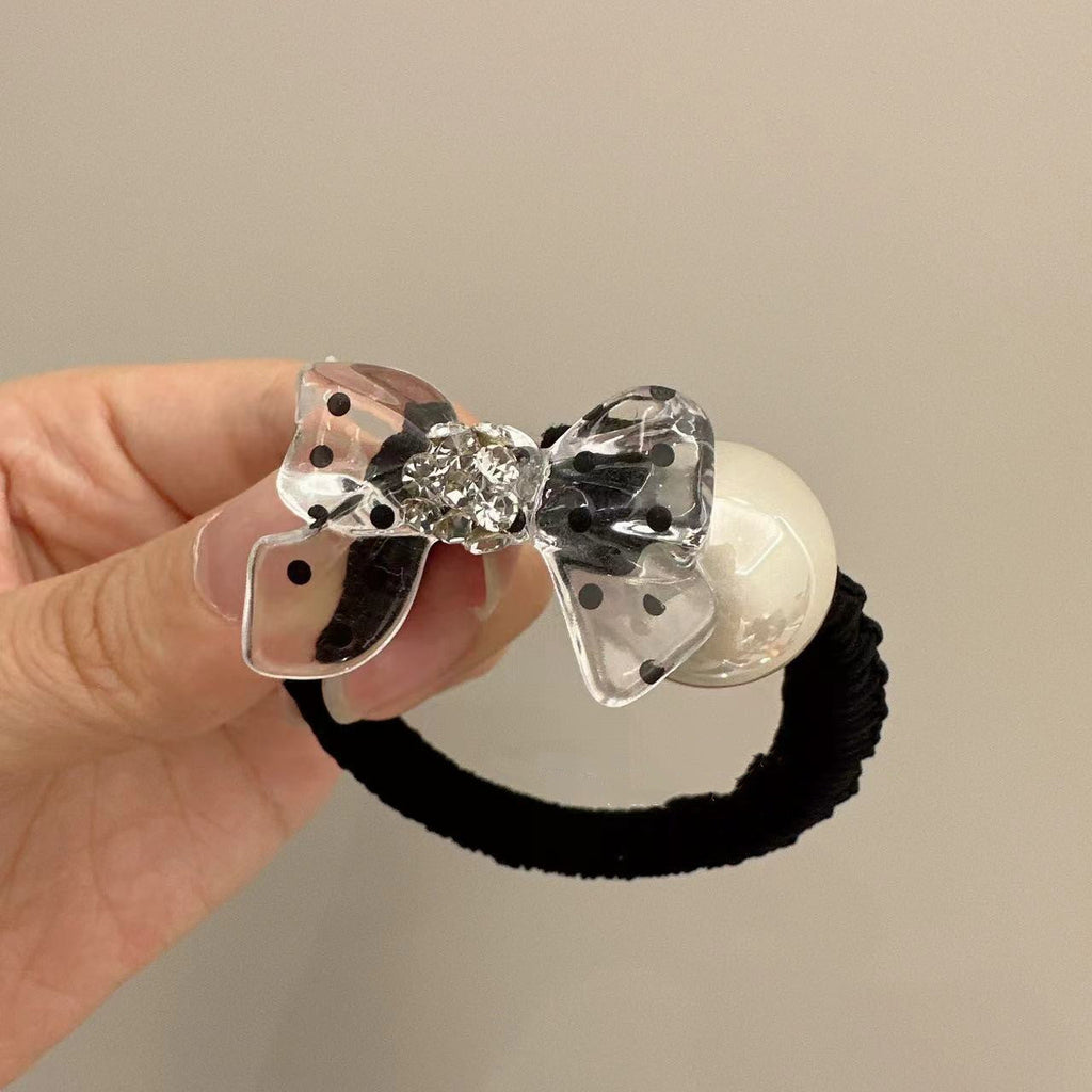 Clear Bow Pearl Hair Tie
