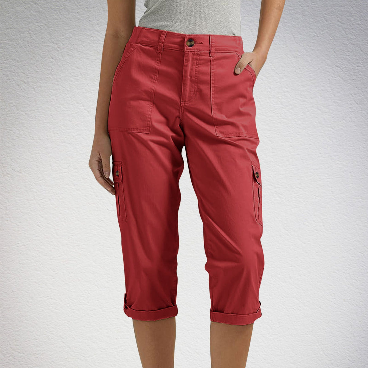 High-Waist Cropped Cargo Pants