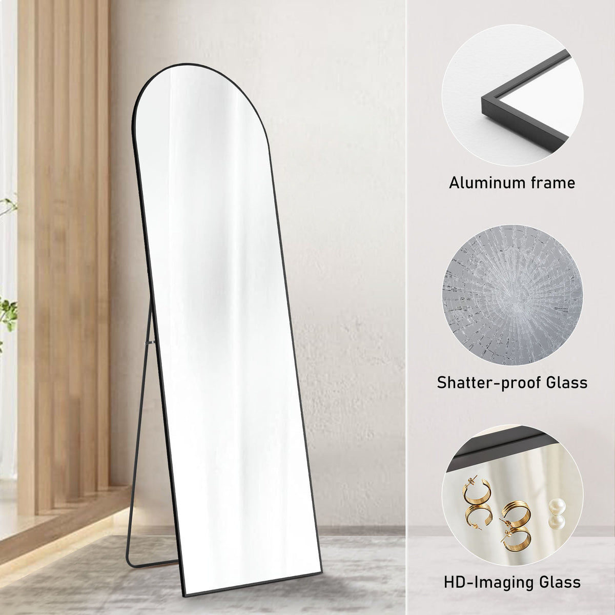 Arched Floor Standing Mirror