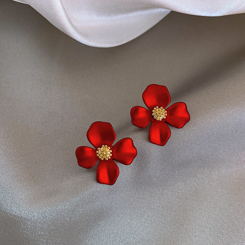Red Petal Drop Earrings