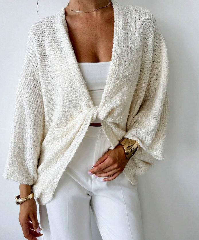 Cross-Front Deep V Sweater