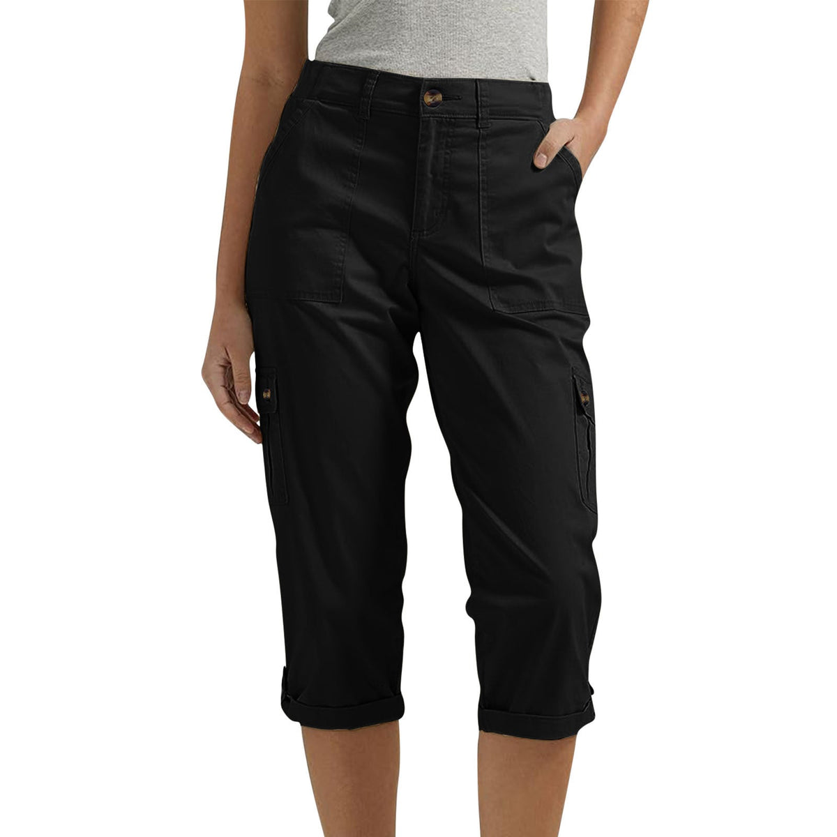 High-Waist Cropped Cargo Pants