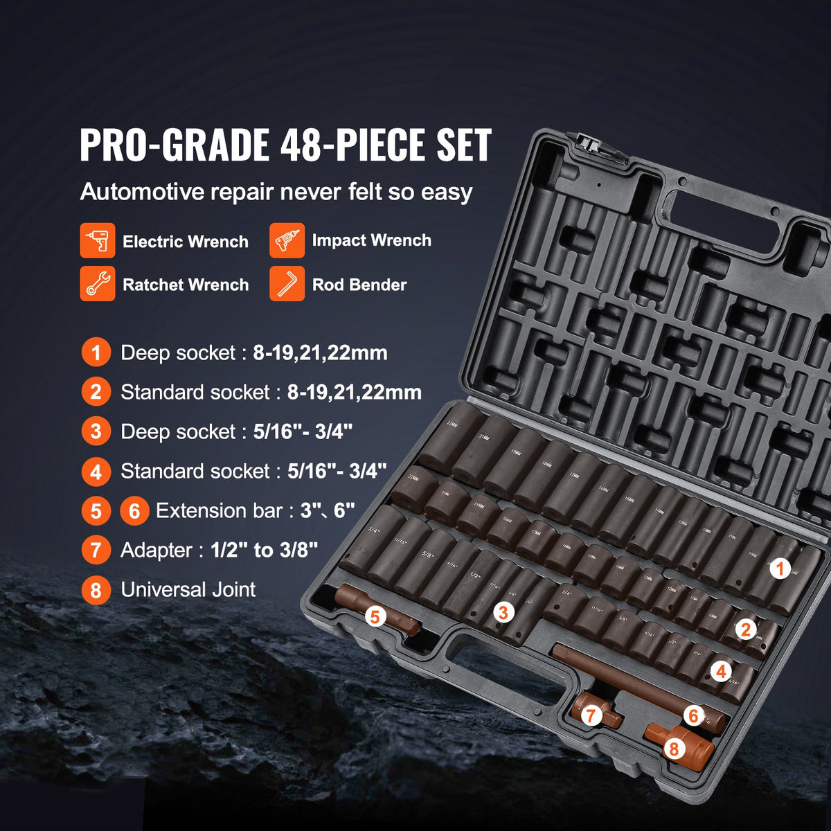48-Piece Impact Socket Set