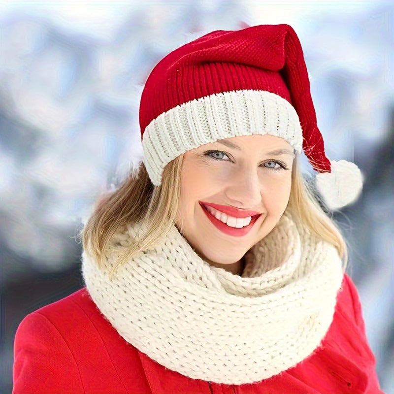 Knitted Christmas Hat with Pom-Pom