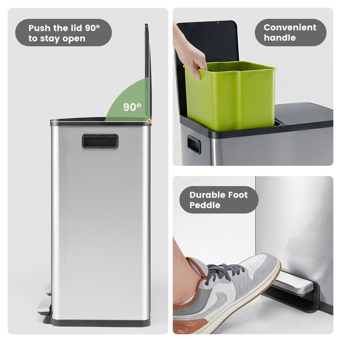 60-Liter Stainless Steel Trash Can