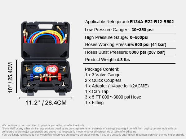 3-Way AC Manifold Gauge Set