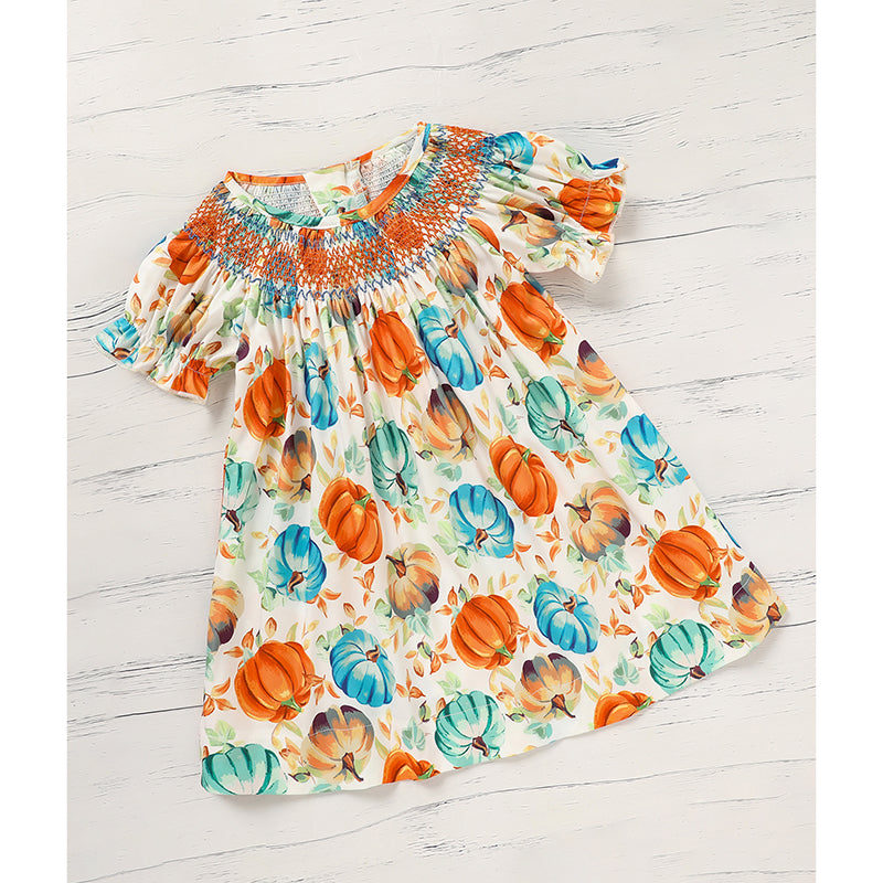 Toddler Pumpkin Smocked Dress