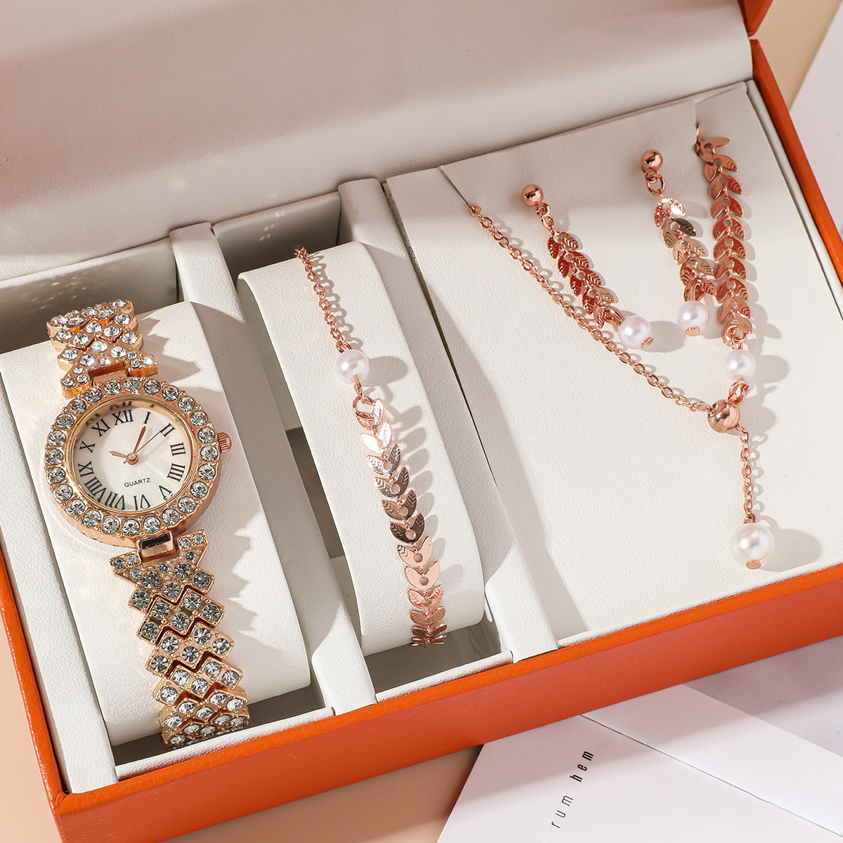 Rhinestone Watch & Jewelry Gift Set