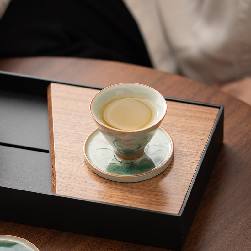 Hand-Painted Lotus Ceramic Coaster