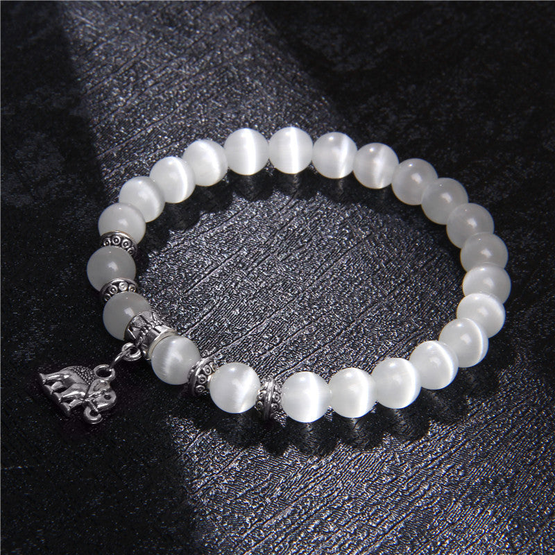 Opalite Bead Charm Bracelet