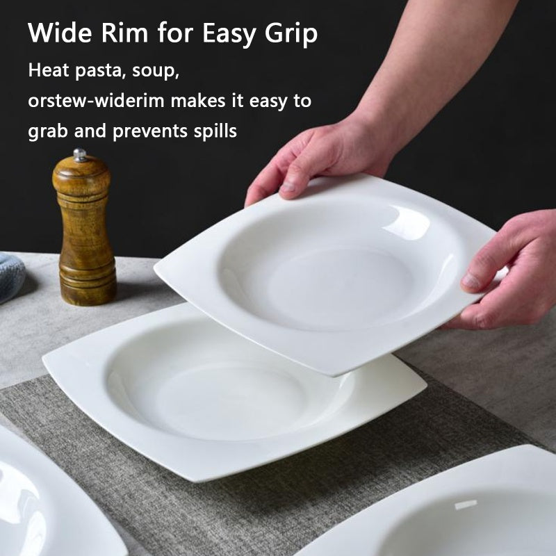White Bone China Square Plates (Set of 6)