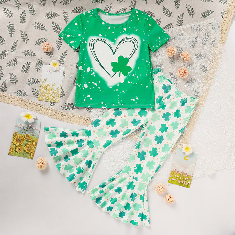 Girls' Clover Tee & Flare Pants Set