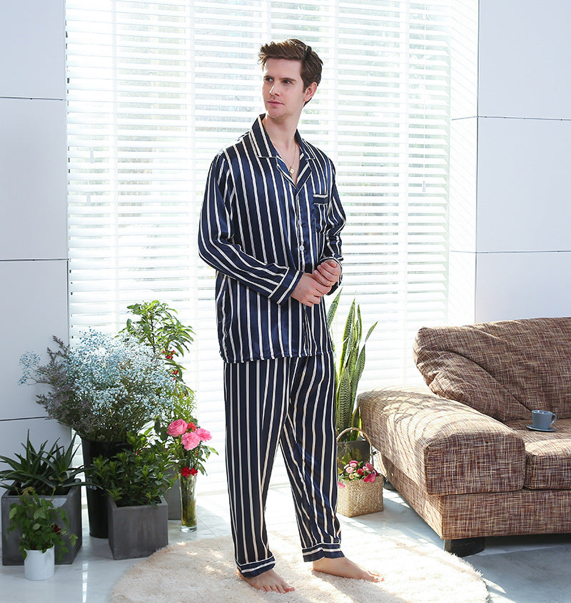 Men's Striped Satin Pajama Set