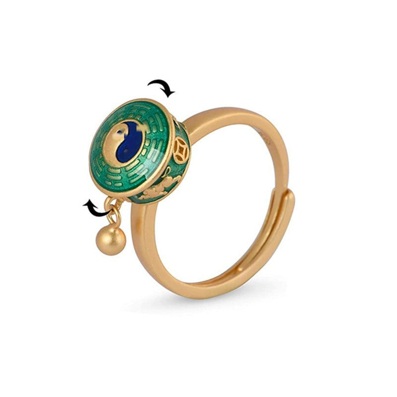 Vintage Enamel Mantra Spinner Ring