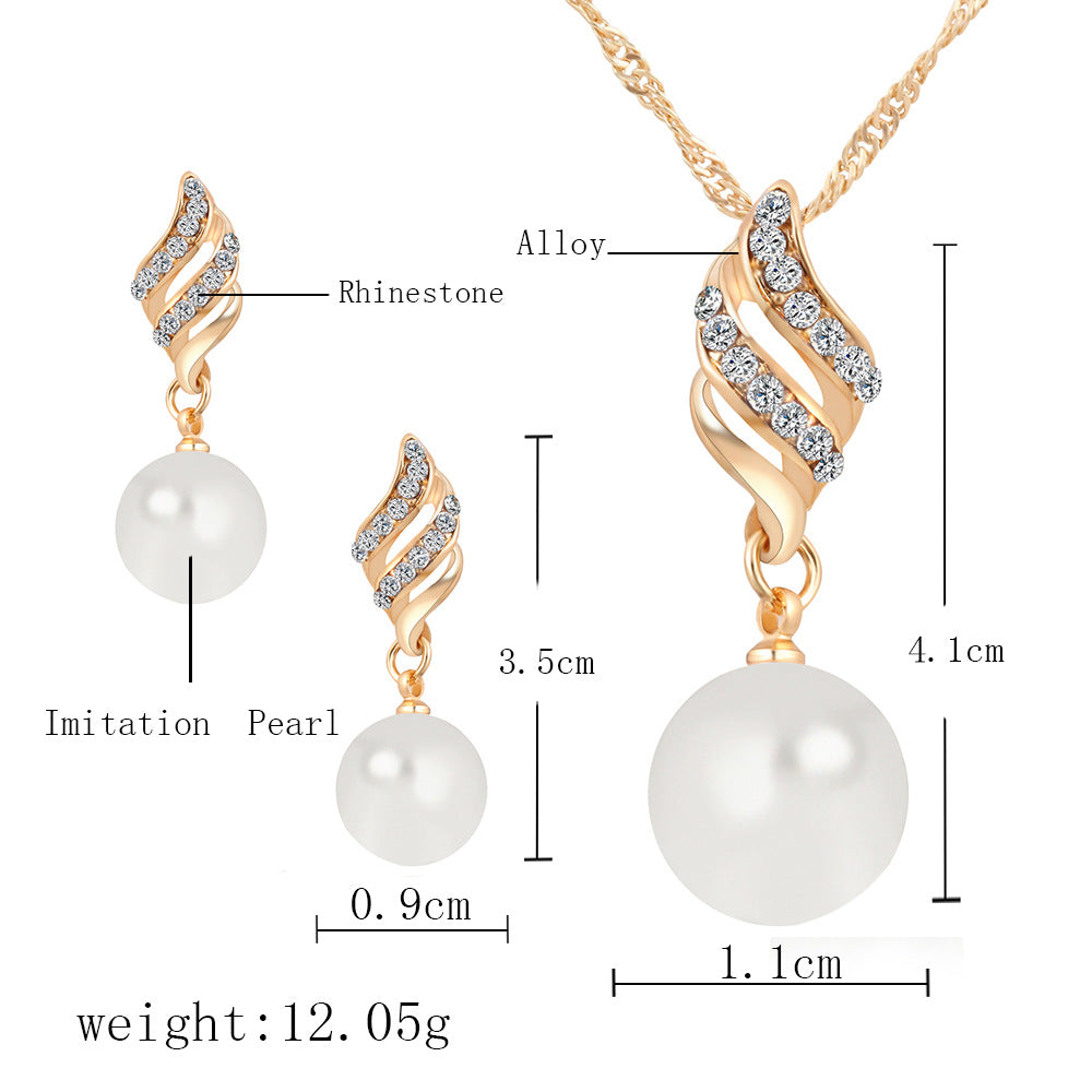 Pearl Stud Necklace & Earring Set
