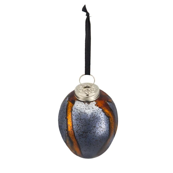Black & Gold Egg Glass Ornaments (Set of 6)