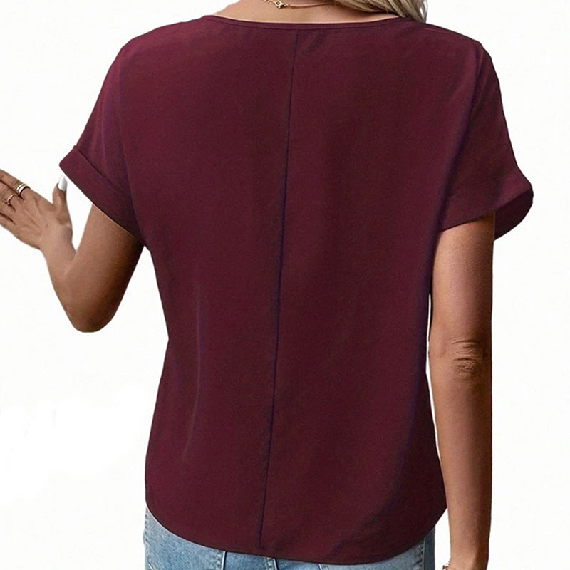 V-Neck Zipper Top