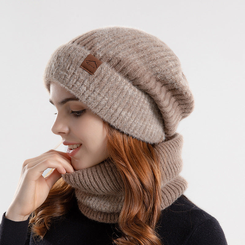 Knit Hat & Scarf Set with Earflaps