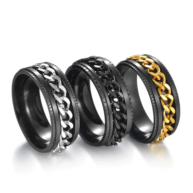Men's Cuban Chain Spinner Ring