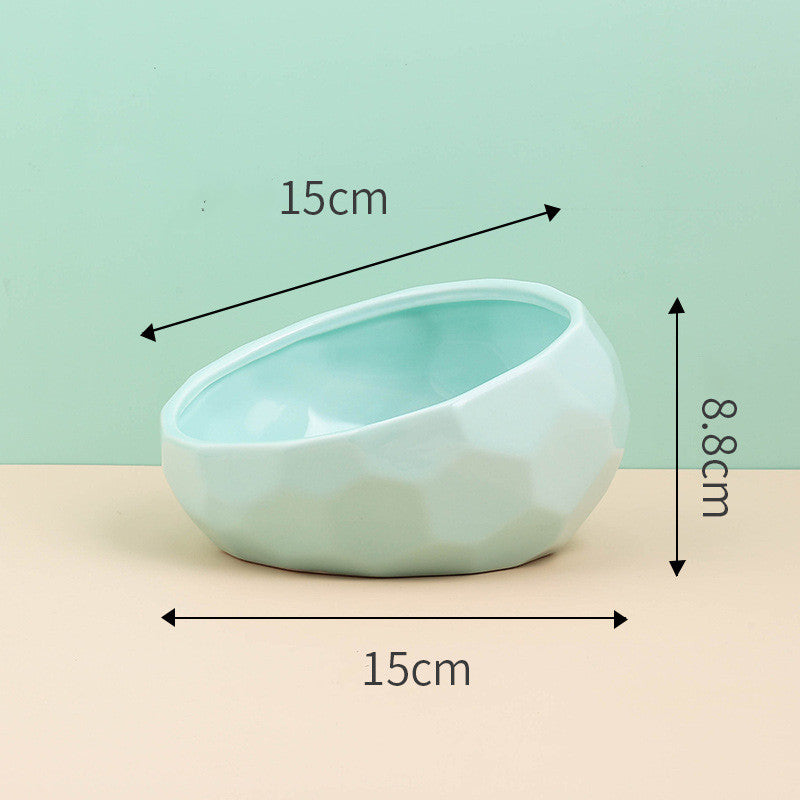 Tilted Ceramic Cat Bowl