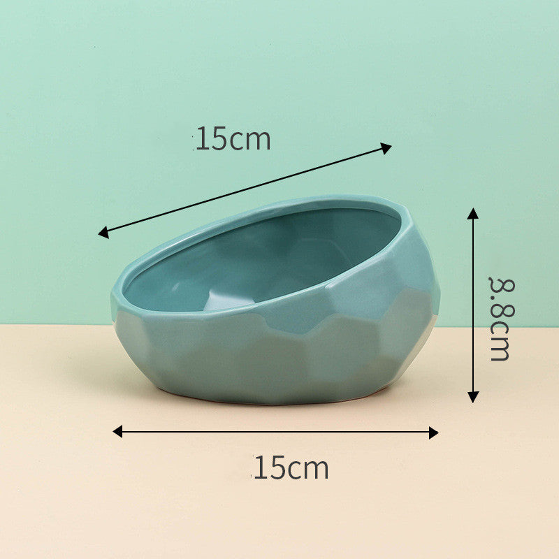Tilted Ceramic Cat Bowl