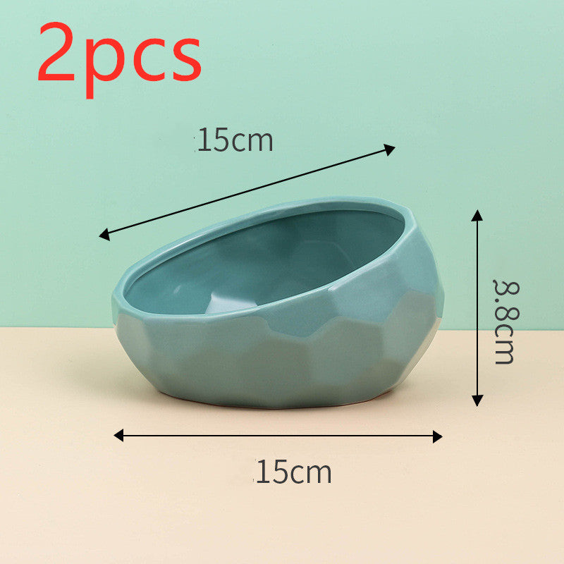 Tilted Ceramic Cat Bowl