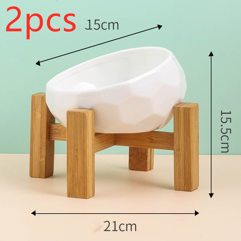 Tilted Ceramic Cat Bowl