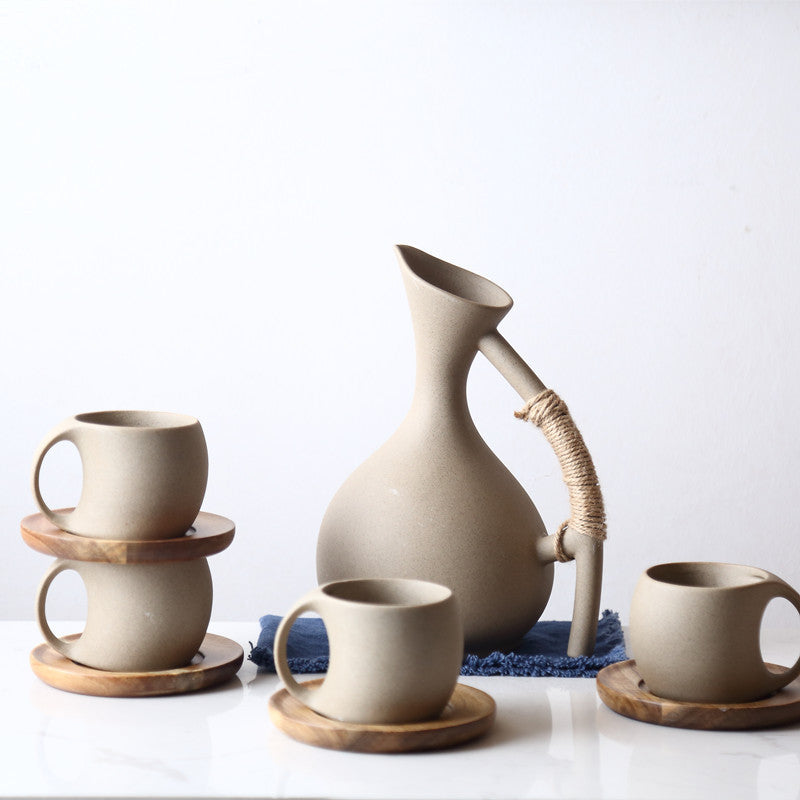 Ceramic Water Pitcher & Cup Set