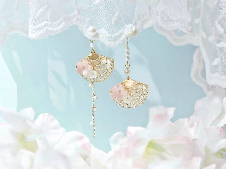 Chinese Fan Asymmetric Earrings