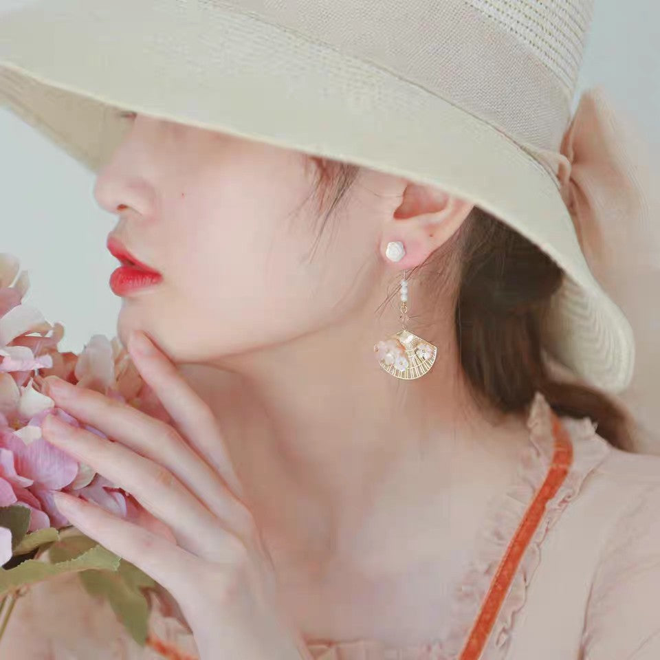 Chinese Fan Asymmetric Earrings